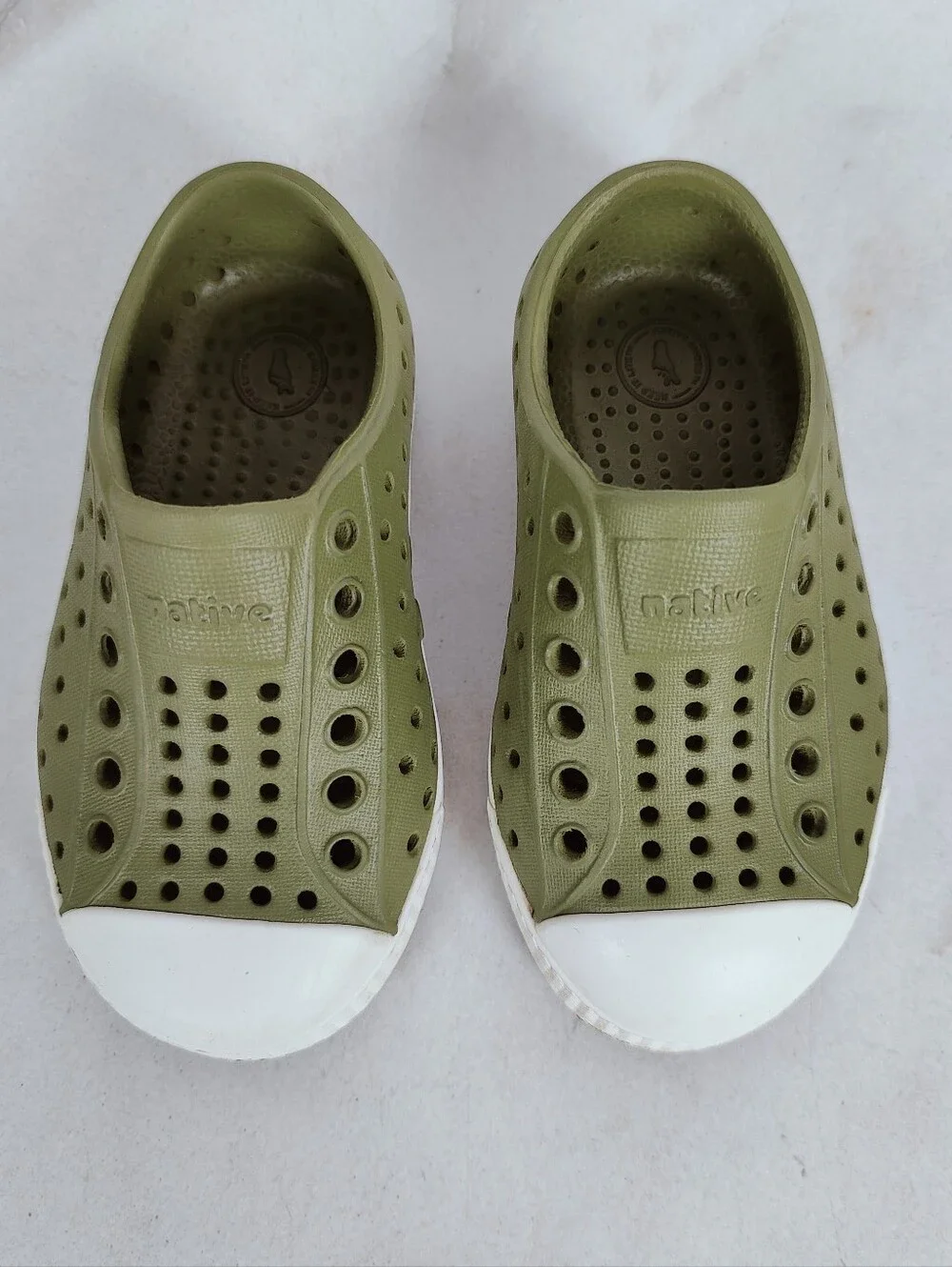 Native Shoes Baby Jefferson Slip On Sneakers Shoes Green White, Sz 6C